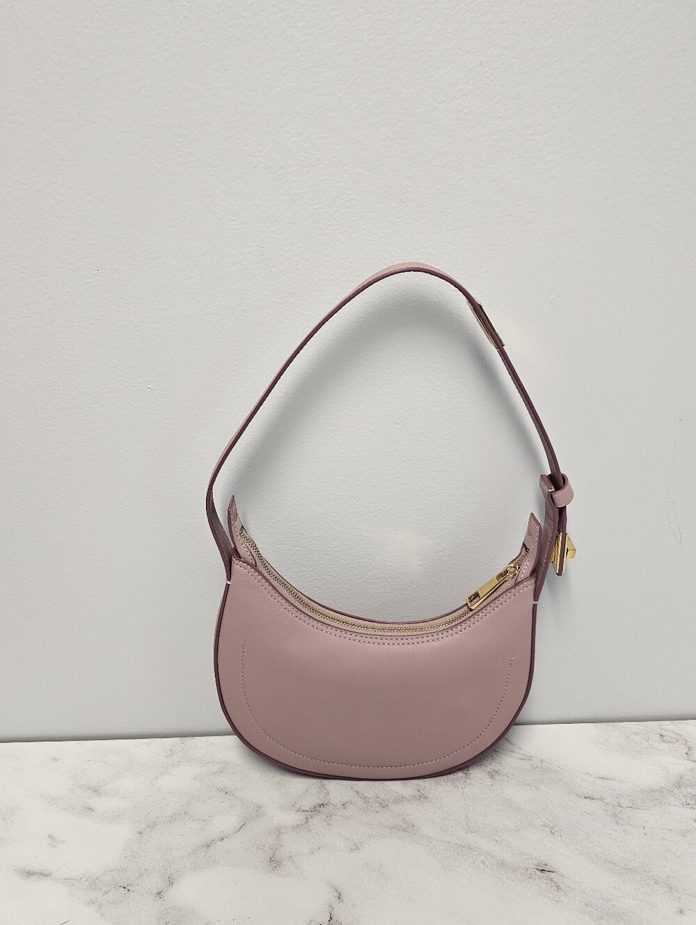 Rabeanco Nina Crescent Mini Purple Pink Shoulder Bag Preowned - Picture 4 of 10